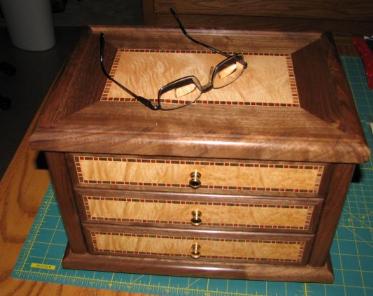 Handmade walnut and maple inlay jewelry box