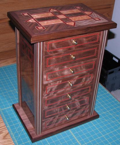 Magnificent handmade walnut inlay jewelry box